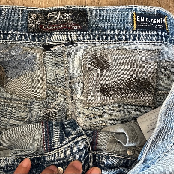 Silver Zac Distress Straight Cut Low Waist Jeans Size 34 - Picture 11 of 16